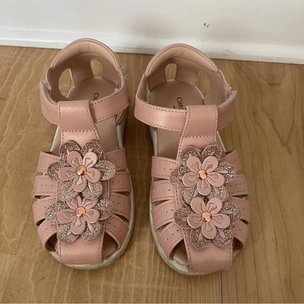 Christie & Jill Toddler 10 Girls White Lil Mila Sandals Flower Memory Foam Shoes